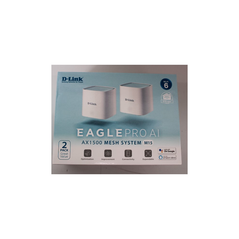 SALE OUT. D-Link M15-2 EAGLE PRO AI AX1500 Mesh System D-Link EAGLE PRO AI AX1500 Mesh System M15-2 (2-pack) 802.11ax 1200+300 M