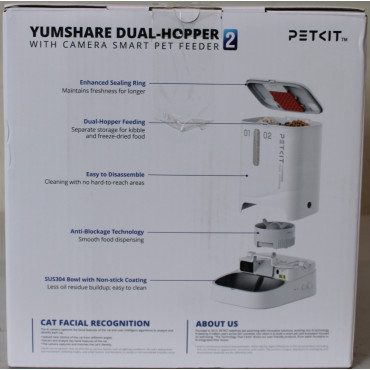 SALE OUT. Petkit P591 2 (D4SH-2) YumShare Dual-Hopper 2 Feeder with camera | PETKIT YumShare Dual-hopper 2 Automatic Feeder with