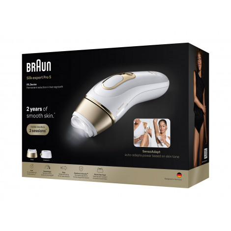 Braun IPL Epilator | Silk expert Pro 5 PL5210 | Number of power levels 3 | White/Gold