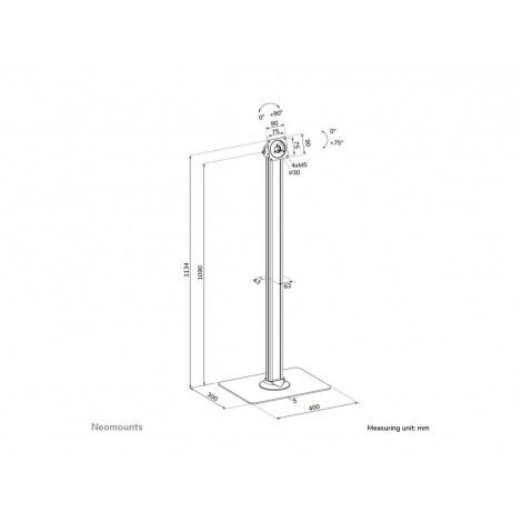 Neomounts Floor stand | Tilt, Rotate | FL15-627BL1 | Maximum weight (capacity) 3 kg | Black
