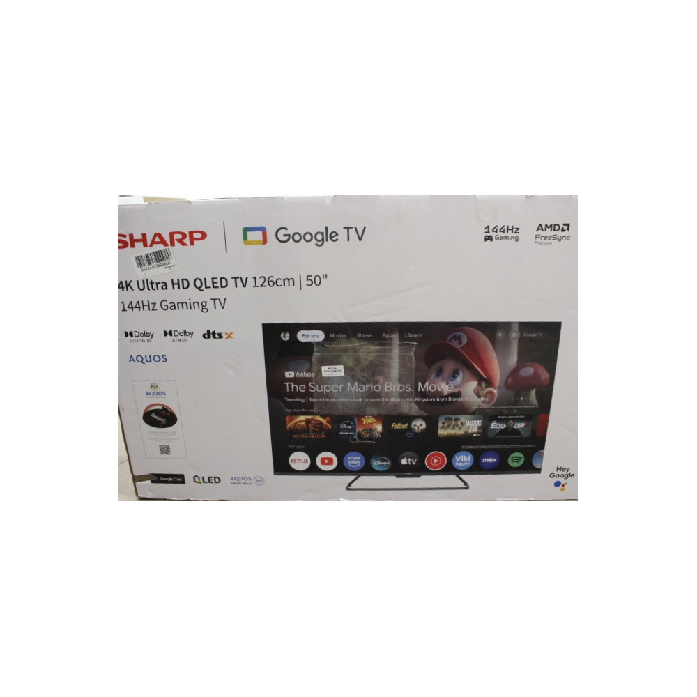 SALE OUT. Sharp 50HR7265E 50" (126cm) QLED 144Hz 4K Ultra HD Google TV, Dolby Vision, Dolby Atmos, Central Stand | SALE OUT. | S