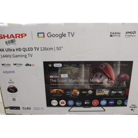 SALE OUT. Sharp 50HR7265E 50" (126cm) QLED 144Hz 4K Ultra HD Google TV, Dolby Vision, Dolby Atmos, Central Stand | SALE OUT. | S