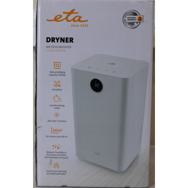 SALE OUT. ETA ETA363090000 DRYNER Dehumidifier, Tank volume (water) 2 l, Suitable for spaces up to 60 m , White | ETA Dehumidifi