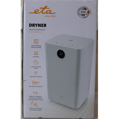 SALE OUT. ETA ETA363090000 DRYNER Dehumidifier, Tank volume (water) 2 l, Suitable for spaces up to 60 m , White | ETA Dehumidifi
