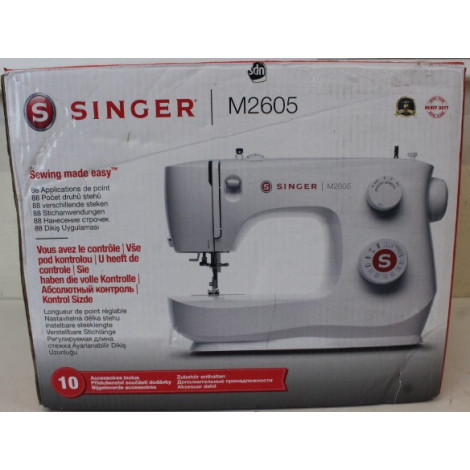 SALE OUT. | Singer Sewing Machine | M2605 | Number of stitches 12 | White | DAMAGED PACKAGING