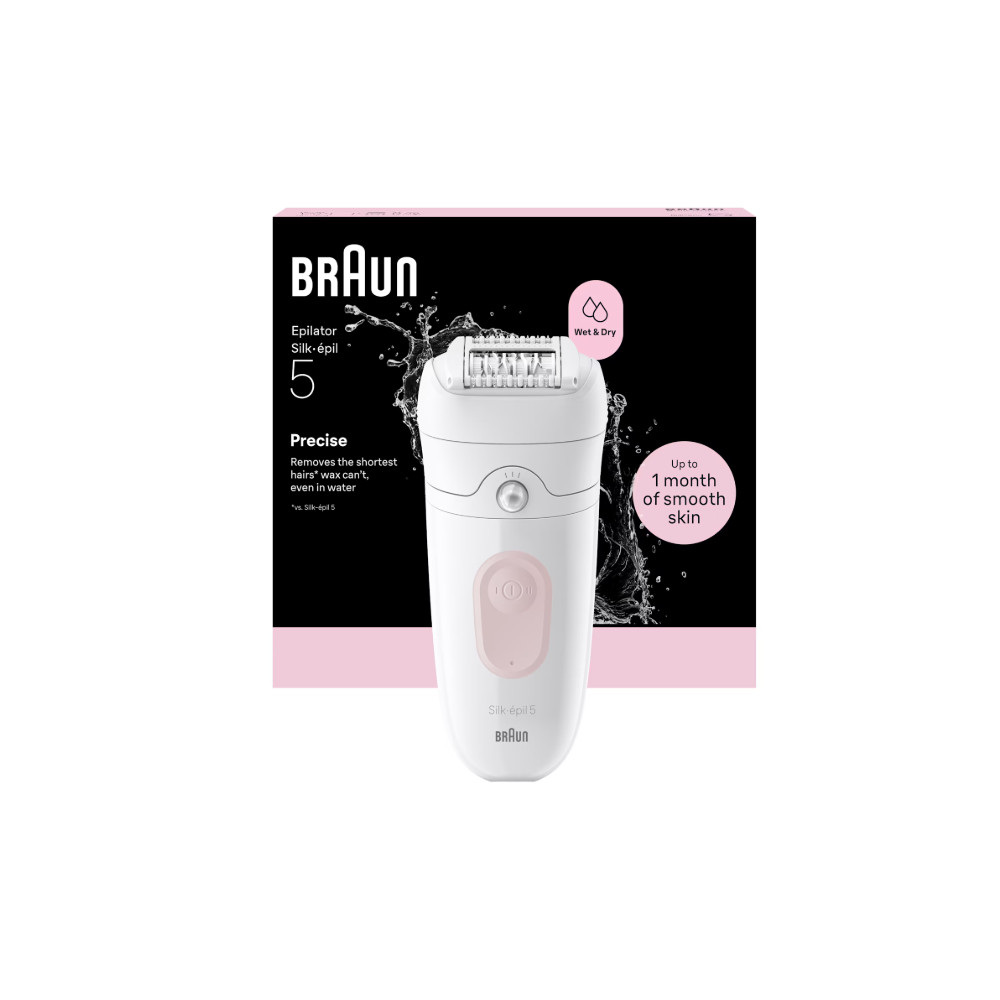 Braun Epilator | Silk-épil 5 SE5-000 | Operating time (max) 40 min | Number of power levels 2 | Wet & Dry | White/Pink