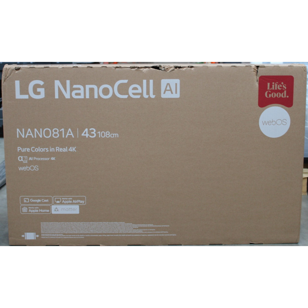 SALE OUT. LG 43NANO81A3A 43" (109 cm) LED LCD TV | SALE OUT. | LG 43NANO81A3A | 43 | Smart TV | webOS 25 | UHD | DAMAGED PACKAGI