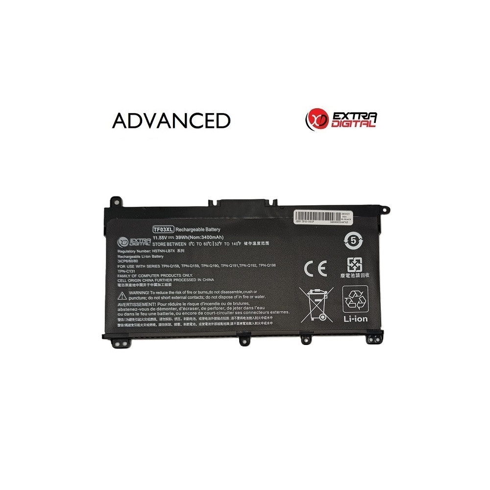 Nešiojamo kompiuterio baterija HP TF03XL, 3400mAh, Extra Digital Advanced