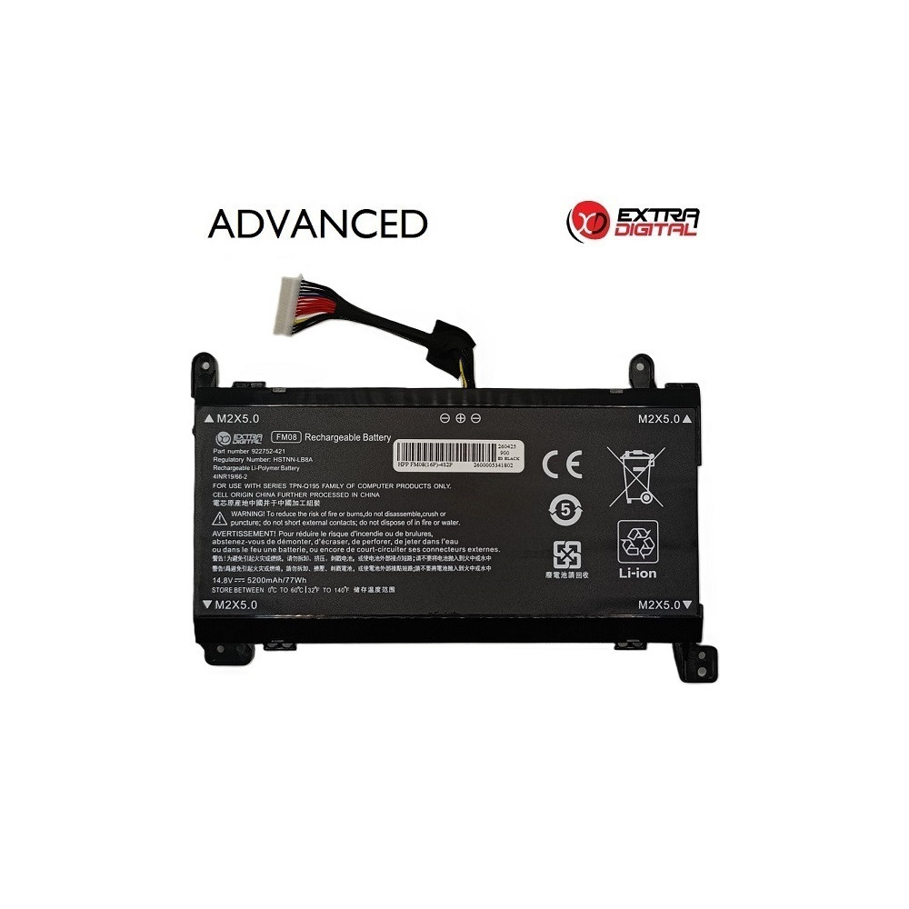 Nešiojamo kompiuterio baterija HP FM08, 5200mAh, 16 pin, Extra Digital Advanced