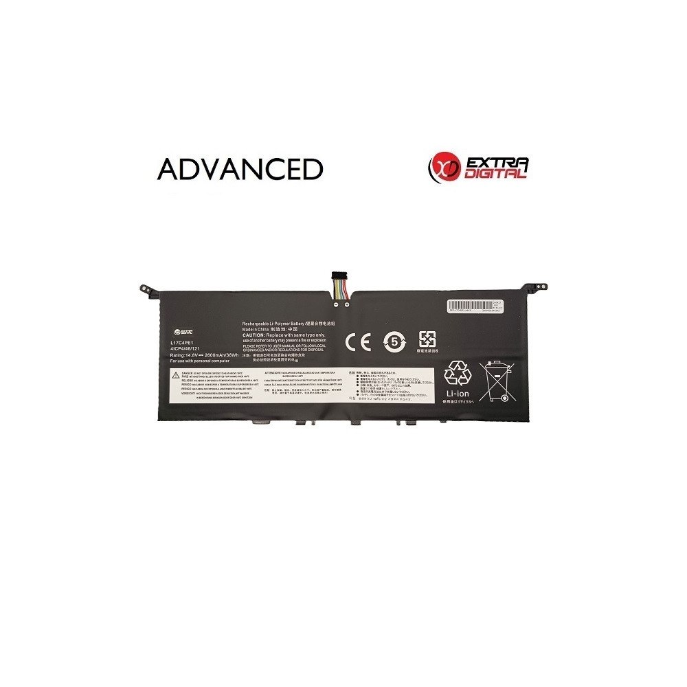 Nešiojamo kompiuterio baterija LENOVO L17C4PE1, 2600mAh, Extra Digital Advanced