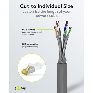 Goobay | CAT 6A Network Cable, S/FTP (PiMF), 50 m | 96093 | S/FTP | Grey