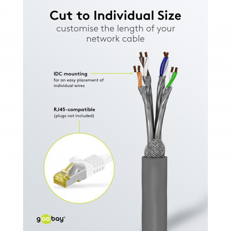 Goobay | CAT 6A Network Cable, S/FTP (PiMF), 50 m | 96093 | S/FTP | Grey