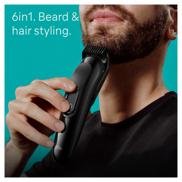 Braun Trimmer | 6-in-1 Style Kit 3 MGK3410 | Cordless | Number of length steps 13 | Black