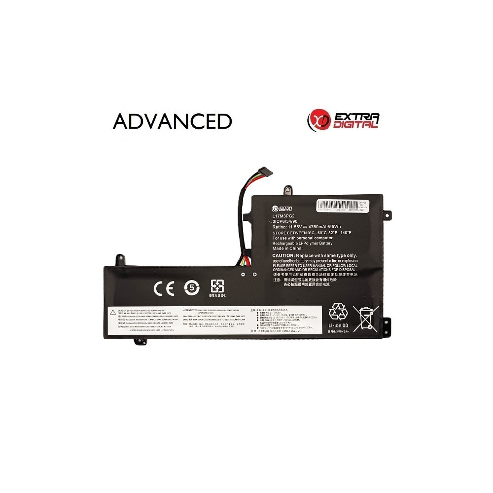 Nešiojamo kompiuterio baterija LENOVO L17M3PG2, 4750mAh, Extra Digital Advanced