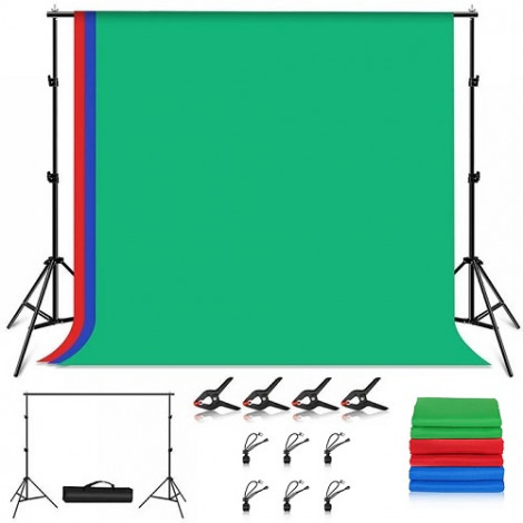 Fotografavimo fonų ir stovų rinkinys 2.9x2m, RGB