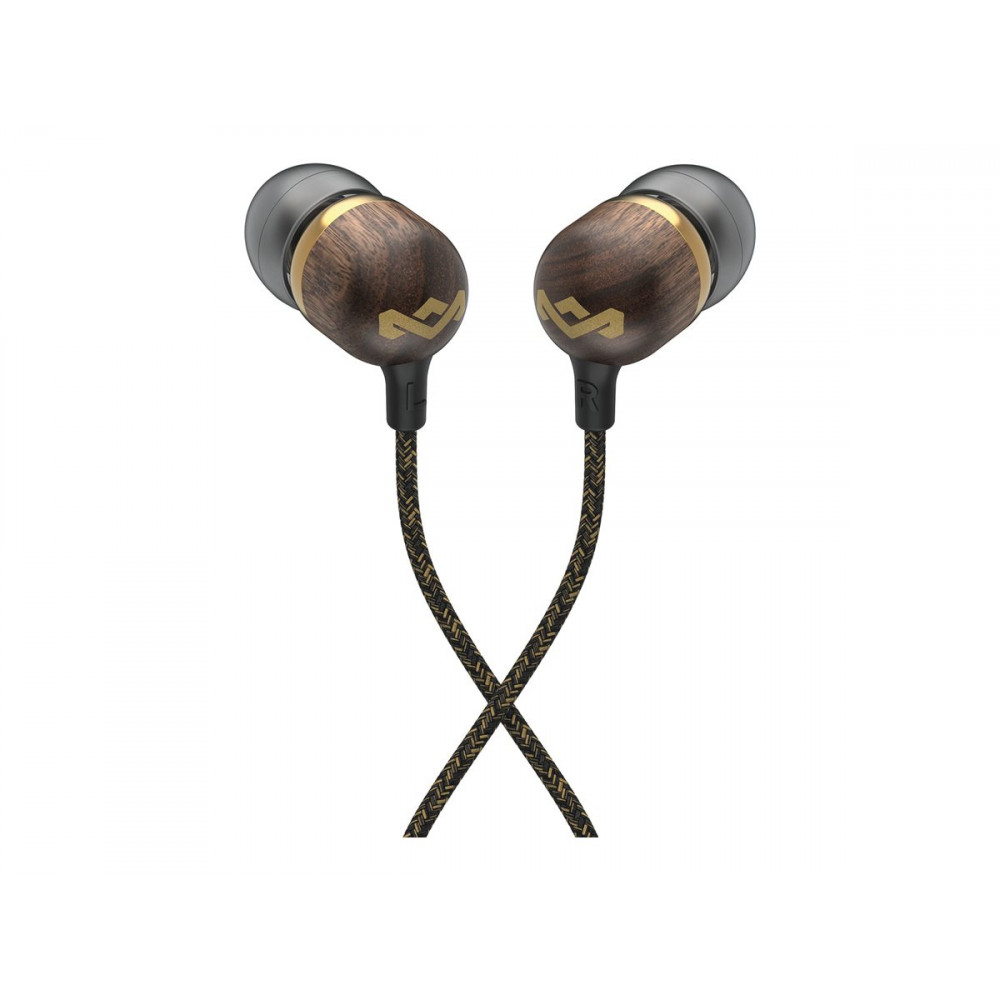 Marley Wired Earbuds | Smile Jamaica | Built-in microphone | USB Type-C | Brass