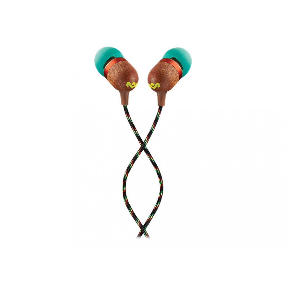 Marley Wired Earbuds | Smile Jamaica | Built-in microphone | USB Type-C | Rasta