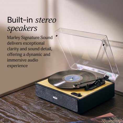 Marley Turntable with Built-In Stereo Speakers | Rise Up | Bluetooth In/Out