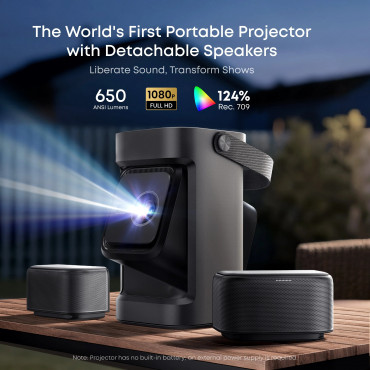 Anker Nebula Nebula P1 Portable Projector with Detachable Speakers | Full HD (1920x1080) | 650 ANSI lumens | Grey
