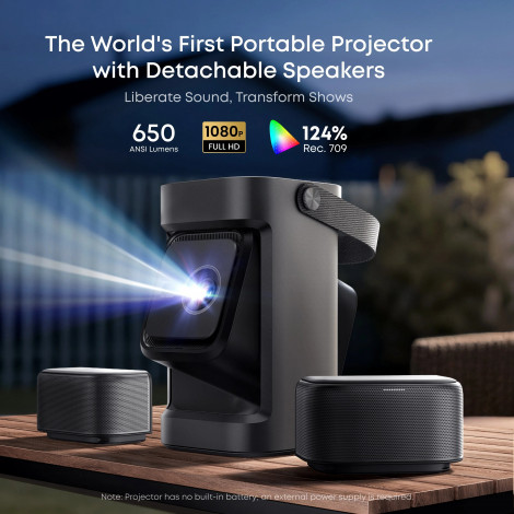 Anker Nebula Nebula P1 Portable Projector with Detachable Speakers | Full HD (1920x1080) | 650 ANSI lumens | Grey