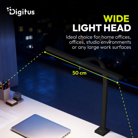 Digitus LED Desk Lamp, 50 cm, Black | DA-90490 | 1025 lm | 7 W | 3000-6500 K | Warm to cold white light | LED lamp | 10 V
