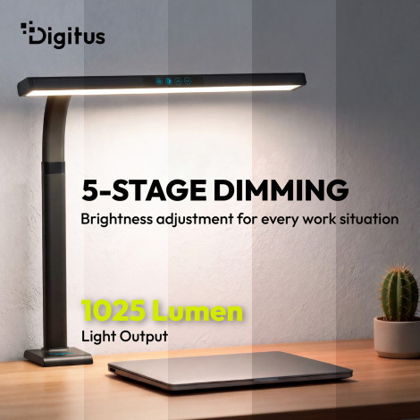Digitus LED Desk Lamp, 50 cm, Black | DA-90490 | 1025 lm | 7 W | 3000-6500 K | Warm to cold white light | LED lamp | 10 V