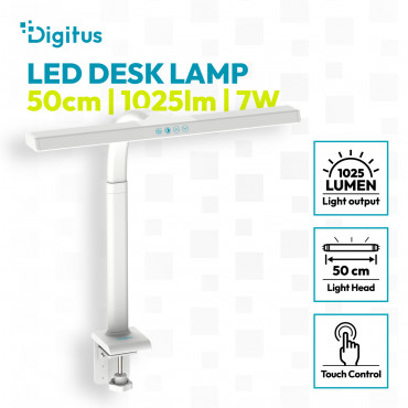 Digitus LED Desk Lamp, 50 cm, White | DA-90491 | 1025 lm | 7 W | 3000-6500 K | Warm to cold white light | LED lamp | 10 V