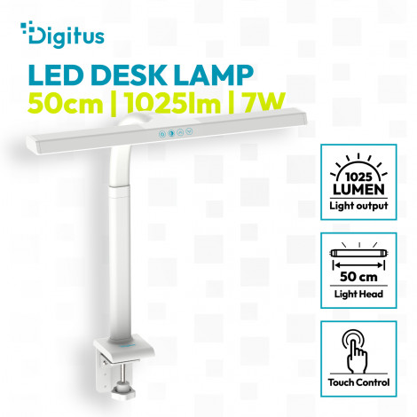 Digitus LED Desk Lamp, 50 cm, White | DA-90491 | 1025 lm | 7 W | 3000-6500 K | Warm to cold white light | LED lamp | 10 V