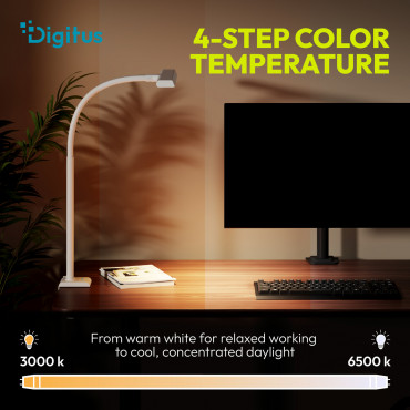 Digitus LED Desk Lamp, 50 cm, White | DA-90491 | 1025 lm | 7 W | 3000-6500 K | Warm to cold white light | LED lamp | 10 V