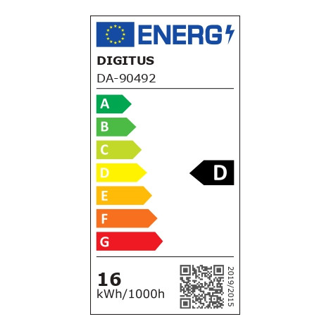 Digitus LED Desk Lamp, 80 cm, Black | DA-90492 | 2400 lm | 16 W | 3000-6500 K | Warm white | LED lamp | 10 V
