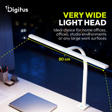 Digitus LED Desk Lamp, 80 cm, White | DA-90493 | 2400 lm | 16 W | 3000-6500 K | Warm white light to white daylight | LED lamp | 