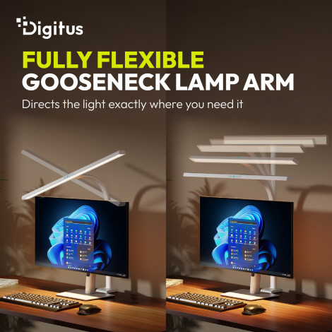 Digitus LED Desk Lamp, 80 cm, White | DA-90493 | 2400 lm | 16 W | 3000-6500 K | Warm white light to white daylight | LED lamp | 