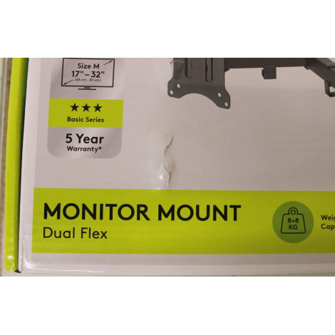 SALE OUT. Goobay Dual Monitor Mount Flex, Black | Goobay Dual Monitor Mount Flex | Swivel, Tilt, Rotation | 17-32 " | Maximum we