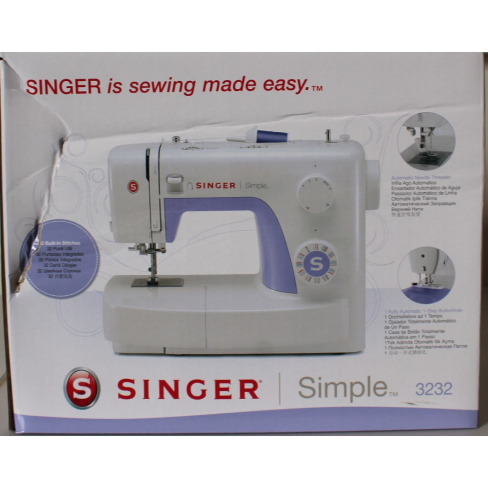 SALE OUT. Singer | Sewing Machine | Simple 3232 | Number of stitches 32 | Number of buttonholes 1 | White | DAMAGED PACKAGING