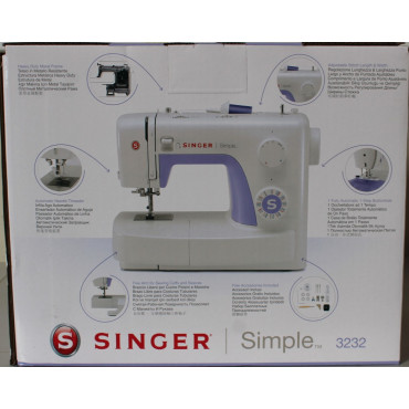 SALE OUT. Singer | Sewing Machine | Simple 3232 | Number of stitches 32 | Number of buttonholes 1 | White | DAMAGED PACKAGING