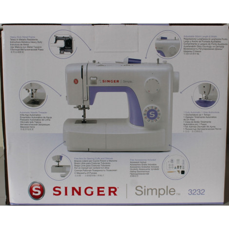 SALE OUT. Singer | Sewing Machine | Simple 3232 | Number of stitches 32 | Number of buttonholes 1 | White | DAMAGED PACKAGING