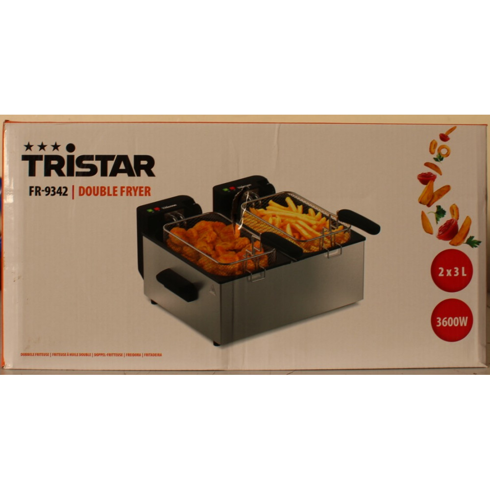 SALE OUT. Tristar FR-9342 Double deep fryer, Total capacity 6 L, 3600 W, Stainless Steel/Black | Tristar Double deep fryer | FR-