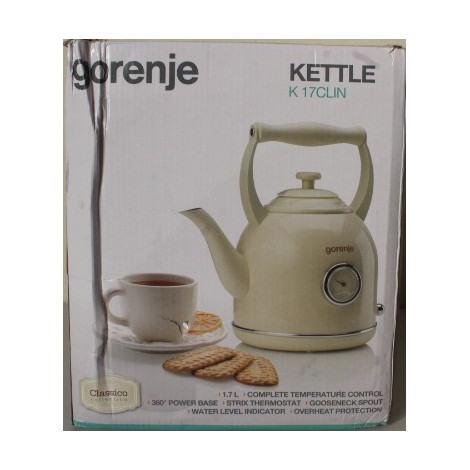 SALE OUT. | SALE OUT. | Gorenje | Kettle | K17CLIN | Electric | 2000 W | 1.7 L | Plastic/Metal | 360 rotational base | Ivory | D