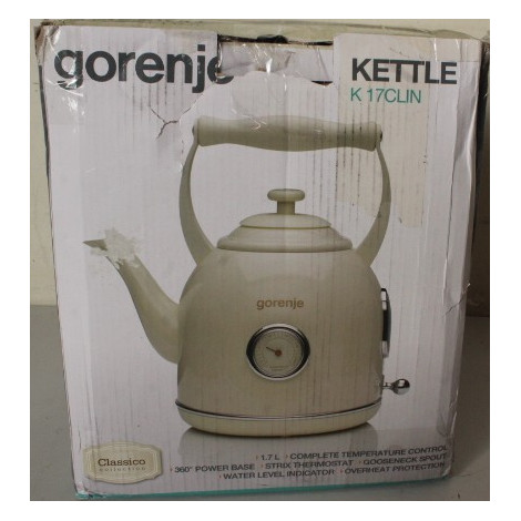 SALE OUT. | SALE OUT. | Gorenje | Kettle | K17CLIN | Electric | 2000 W | 1.7 L | Plastic/Metal | 360 rotational base | Ivory | D