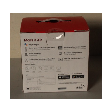 SALE OUT. Anker Nebula Mars 3 Air Google TV Projector with Built-In Netflix | Full HD (1920x1080) | 400 ANSI lumens | Black | DA