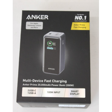 SALE OUT. Anker Power Bank, 200 W | Prime | 20000 mAh | Black | UNPACKED, SMALL SCRATCHED ON TOP