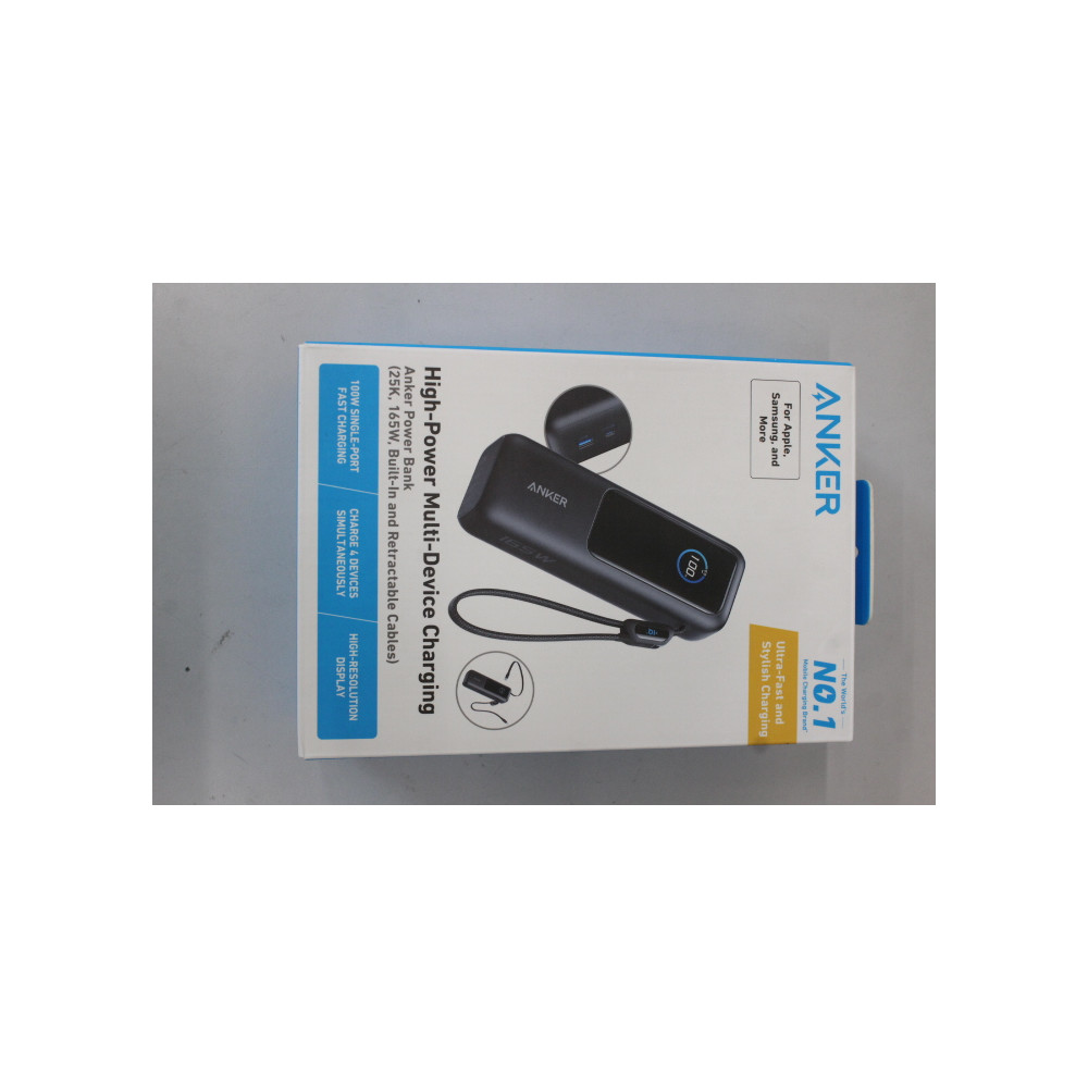 SALE OUT. Anker Zolo Powerbank | A1695H11 | 25000 mAh | Built-In USB-C and Retractable Cable) | Grey | UNPACKED, SCRATCHED ON SC