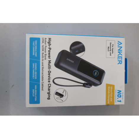 SALE OUT. Anker Zolo Powerbank | A1695H11 | 25000 mAh | Built-In USB-C and Retractable Cable) | Grey | UNPACKED, SCRATCHED ON SC