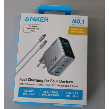 SALE OUT. Anker Charger 140W, 4-Port with USB-C Cable | Anker Charger 4-Port with USB-C Cable, 140W | B2697G41 | DEMO