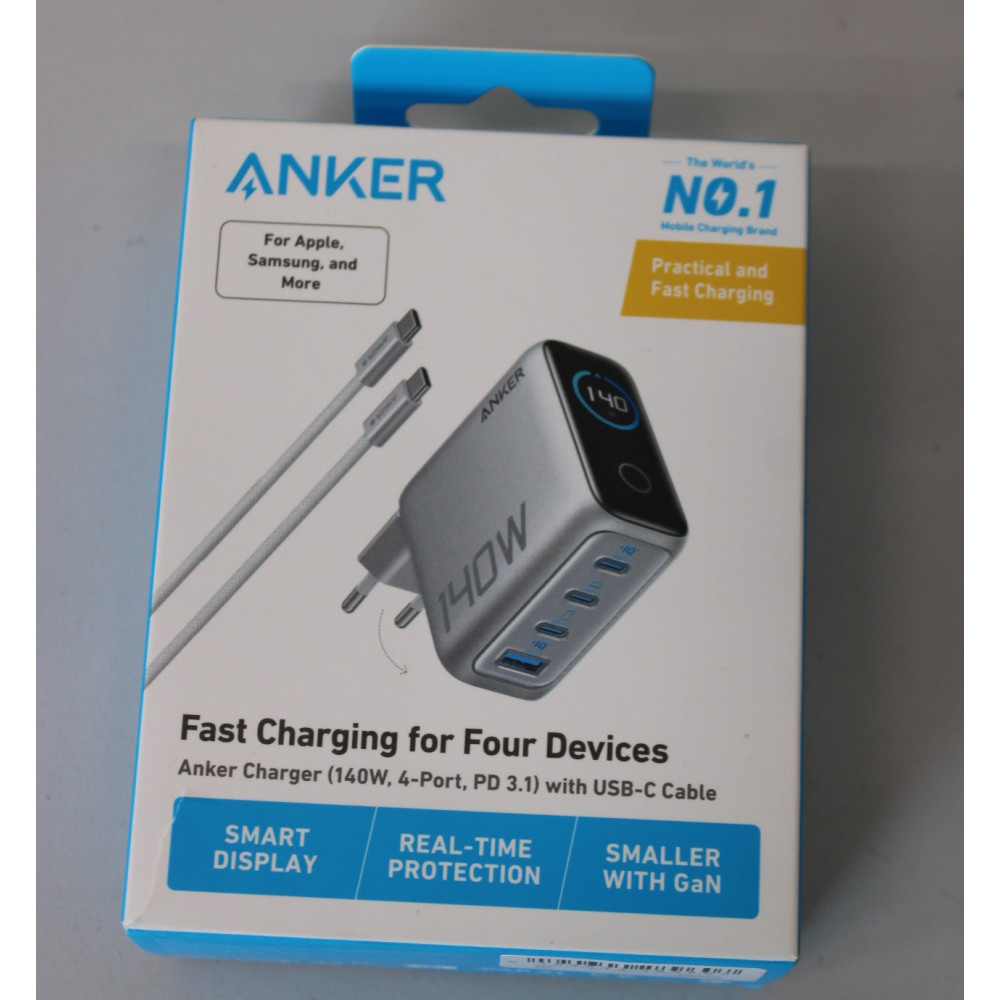 SALE OUT. Anker Charger 140W, 4-Port with USB-C Cable | Anker Charger 4-Port with USB-C Cable, 140W | B2697G41 | DEMO