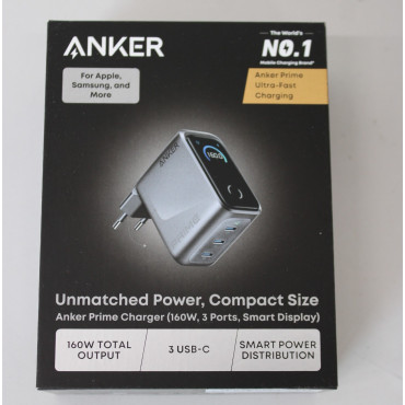 SALE OUT. Anker Prime Charger, 3 Ports, Silver | Anker Prime Charger, 3 Ports, 160W, Silver | DEMO