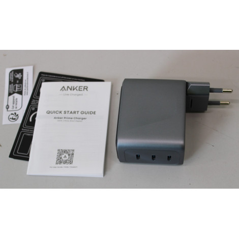 SALE OUT. Anker Prime Charger, 3 Ports, Silver | Anker Prime Charger, 3 Ports, 160W, Silver | UNPACKED, NO ORIGINAL PACKAGING