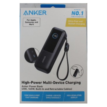SALE OUT. | Anker Zolo Powerbank | A1695H11 | 25000 mAh | Built-In USB-C and Retractable Cable) | Grey | DEMO