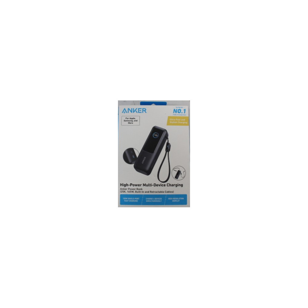 SALE OUT. | Anker Zolo Powerbank | A1695H11 | 25000 mAh | Built-In USB-C and Retractable Cable) | Grey | DEMO
