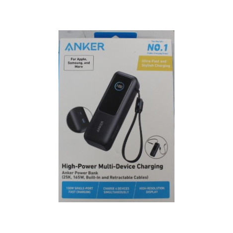 SALE OUT. | Anker Zolo Powerbank | A1695H11 | 25000 mAh | Built-In USB-C and Retractable Cable) | Grey | DEMO